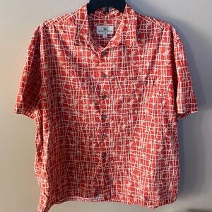 Island Shores 100% cotton men’s shirt button down S/S bamboo print Hawaii XXL